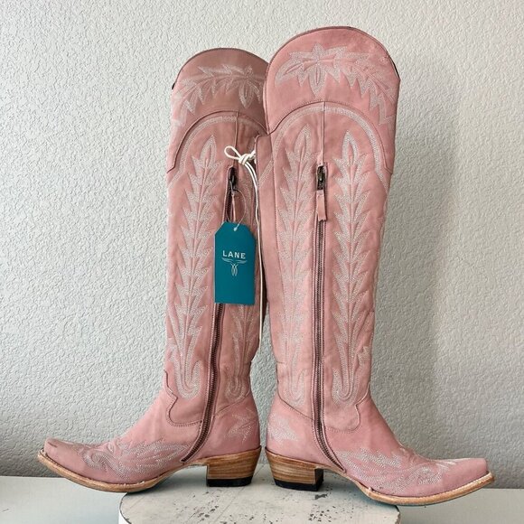 Lane LEXINGTON Over the Knee Womens Cowboy Boots 7.5 Pink Western Cowgirl Tall - Picture 12 of 16